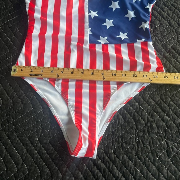 Patriotic Flag Swimsuit Youth Extra Large Striped One Piece Beach Swim - Picture 6 of 9